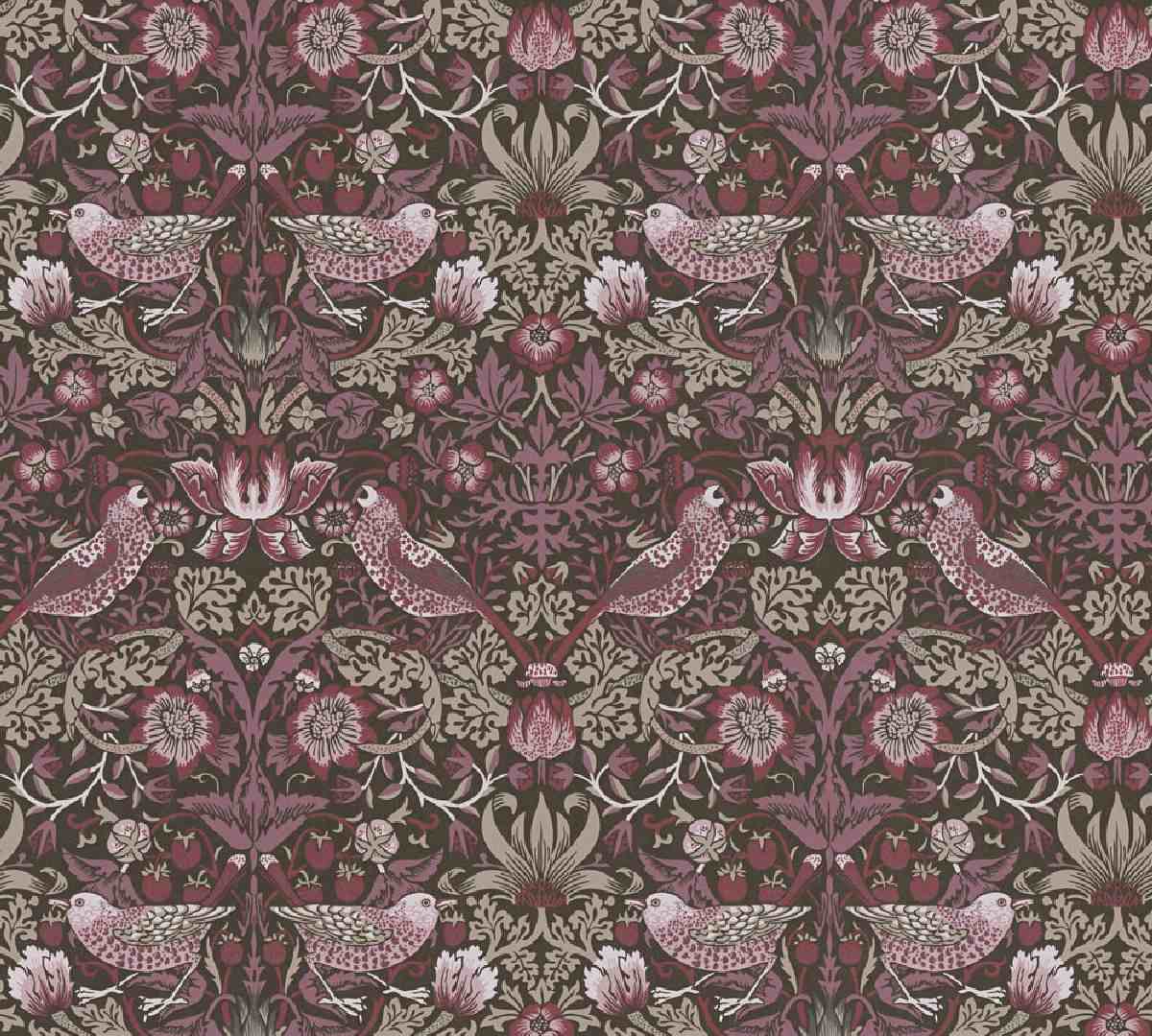 Vliestapete Art of Eden 390562 - Vogeltapete Muster - Lila, Rot